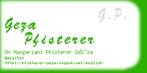 geza pfisterer business card